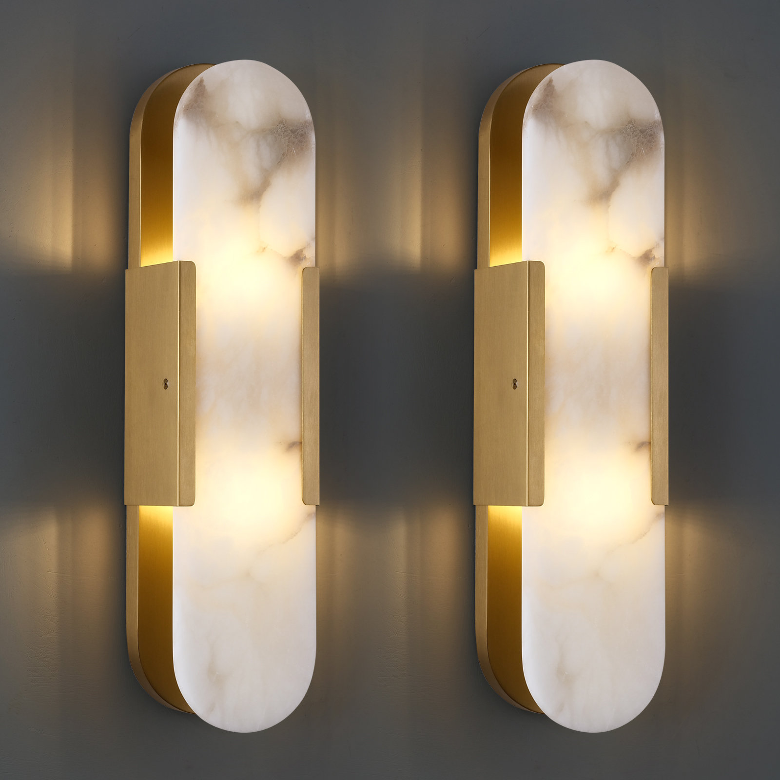 Everly Quinn 20" Dimmable Wall Mounted Sconce with Alabaster Shade (Set ...